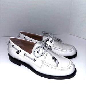 Labucq Nelson Ivory Croc Boat Shoe Loafer 36=5.5-6